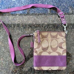 Coach Purple and Tan Crossbody Bag